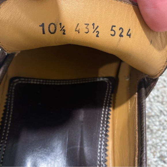 Di Bianco SPQR Apron Toe Brown Penny Loafer shoes US 10.5 Italy Pebble Leather - Picture 10 of 12